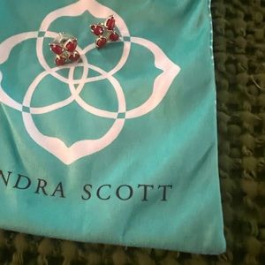 Deep red stud earrings